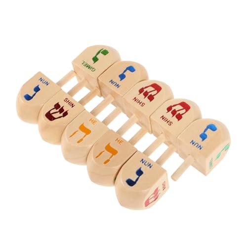 FUNNETOYU 10Stücke Holz Dreidel für Chanukka Traditionelles Dreidel für Kompakte Ergonomisches Design Mitgebsel für Feste und Feiern von FUNNETOYU