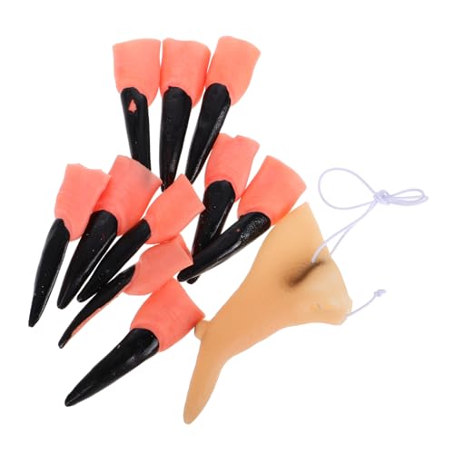 FUNNETOYU 11 Stück Halloween Hexennase und Teiliges Zombie Fingernagel Leichtes Langlebiges Cosplay Zubehör für Kostüm und Halloween Partys Gruselige Lange Nägel für Horror Dekoration und FUNNETOYU 11 Stück Halloween Hexennase und Teiliges Zombie Fingernagel Leichtes Langlebiges Cosplay Zubehör für Kostüm und Halloween Partys Gruselige Lange Nägel für Horror Dekoration und von FUNNETOYU