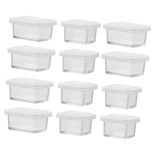 FUNNETOYU 12 Sätze Teiliges Miniatur Puppenhaus Zubehör Transparente Mini Lebensmittel Aufbewahrungsboxen mit Schaufel Realistische Kleine Küchenbehälter für Kreative Puppenhaus Dekoration von FUNNETOYU