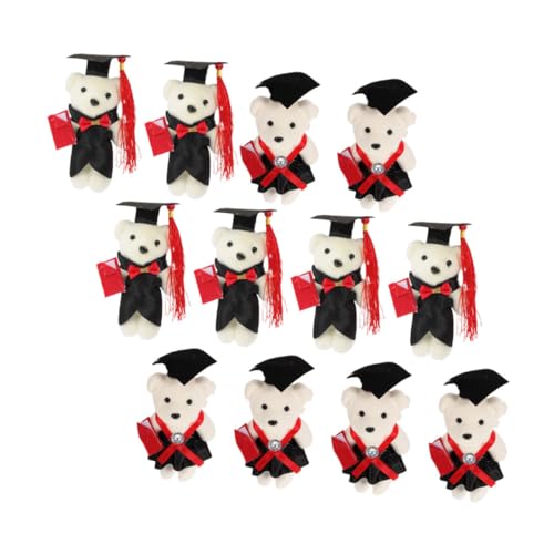 FUNNETOYU 12 Stück Abschlusssaison Dr. Bär Little Bear der kleine bär - Bär Dekoration Bären Abschluss-Stofftier tragen Süßer Abschlussbär aus Plüsch Abschlussbär vorhanden Schaum von FUNNETOYU