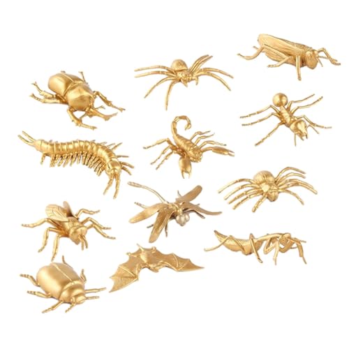 FUNNETOYU 12 Stück Goldenes Insektenspielzeug Lernspielset Modellspielzeug Simulieren Miniaturfiguren Insekten Lernspielzeug Für Insekten Simuliertes Tiermodelle Plastik von FUNNETOYU