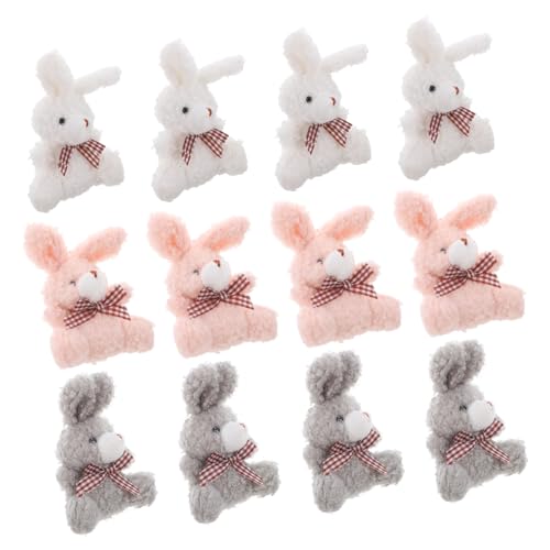 FUNNETOYU 12 Stück Plüsch Schlüsselanhänger Hase Niedliche Taschenanhänger für Rucksack Handtasche und für Partys und Veranstaltungen Farbe Zufällig Zufällige Farbe Zufällige Farbe von FUNNETOYU