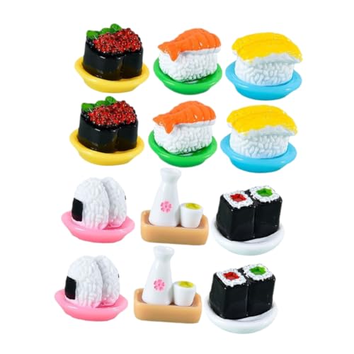 FUNNETOYU 12 Stück Simuliertes Japanisches Sushi künstliches Sushi Mini-Sushi-Modell hausdeko wohnraumdeko Sushi deko Sushi- Kleine Sushi-Ausstellungsmodelle Sushi-Modell-Essen Harz von FUNNETOYU
