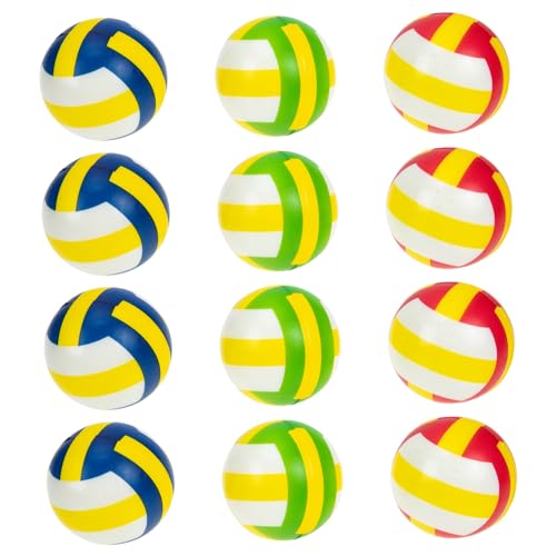 FUNNETOYU 12 Stück Teiliges Bunte Mini Volleyball Stressbälle aus Langlebigem PU Material Lustige Praktische Knautschbälle zur Stresslinderung und Emotionalen Entspannung für Erwachsene von FUNNETOYU