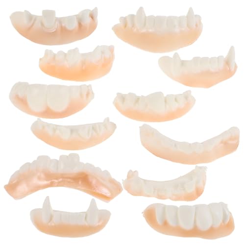FUNNETOYU 12 Stück Teiliges Halloween Vampirzähne Cosplay Künstliche Zähne Fangs Gebiss für Kostüm Party Deko Wiederverwendbar Passend für Erwachsene von FUNNETOYU
