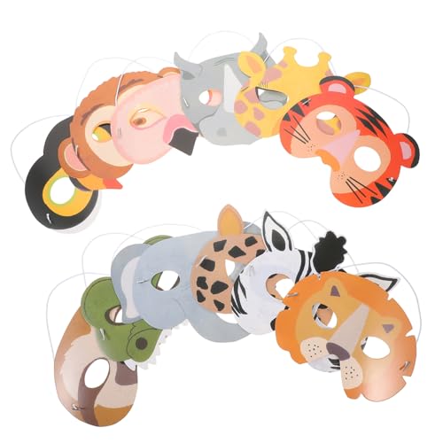 FUNNETOYU 12 Stück Teiliges Jungle Tier Masken Party Dekorative Tiergesichtsmasken mit Elastischem Band für Karneval Halloween Cosplay Bühne Leichte Bunte Wildtier Gesichtsmaske von FUNNETOYU