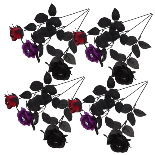 FUNNETOYU 12 Stück Teiliges Künstliche Halloween Rosen mit Realistischem Augen Schwarz Rot Stoffbasierte Deko für Party Wohnzimmer Bar Ktv Geruchsneutral und Vielseitig Einsetzbar von FUNNETOYU