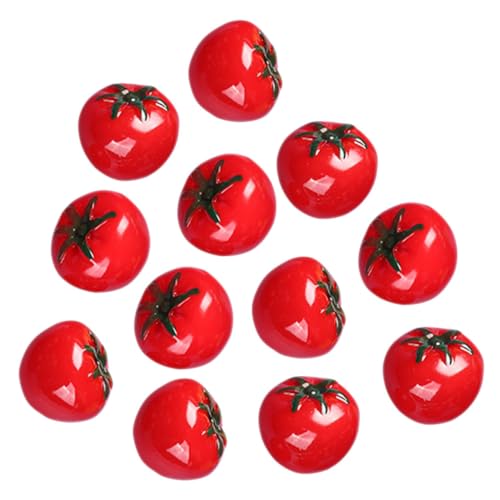FUNNETOYU 12 Stück Teiliges Künstliche Tomaten Miniatur aus Langlebigem Resin Realistische Imitation mit Feiner Handwerkskunst Dekoration für Szenen Küche und Rollenspiele von FUNNETOYU