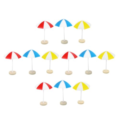 FUNNETOYU 12 Stück Teiliges Mini Strand Sonnenschirm Farbige Miniatur Deko für Puppenhaus Detailgetreuer Kleiner Strandschirm Leicht Sicher für Mikro Landschaften und Bastelprojekte von FUNNETOYU