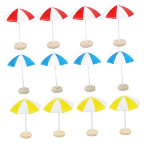 FUNNETOYU 12 Stück Teiliges Mini Strand Sonnenschirm für Puppenhaus Farbenfrohe Kleine Dekoration aus Sicherem Material Leichte Miniatur Deko für DIY Landschaft für Sommer Strand Szenen und von FUNNETOYU