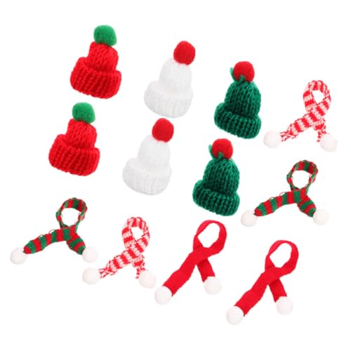 FUNNETOYU 12 Stück Teiliges Mini Strickmützen und Schalset aus Weichem Garn Bunte Weihnachtsmützen und Gestreifte Schals Leichte Mini Hüte für DIY Basteln Puppen Flaschen und Weihnachtsdeko von FUNNETOYU