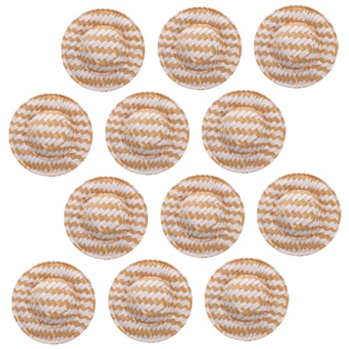 FUNNETOYU 12 Stück Teiliges Mini Strohhut Handgewebte Mini Hüte für Puppenhaus Dekoration Leichte DIY Bastelaccessoires Vielseitig Einsetzbar für Puppen und Miniaturfiguren von FUNNETOYU
