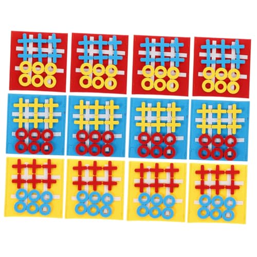 FUNNETOYU 12 Stück Teiliges Mini Ticktacktoe Brettspiel aus Filz Tragbares Buntes Toe Spiel für Logischen Denkens Partyspiel und Lernspielzeug von FUNNETOYU