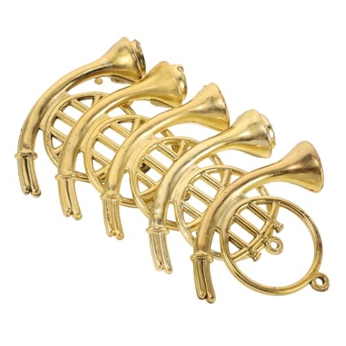 FUNNETOYU 12 Stück Teiliges Miniatur Musikinstrument Goldene Plastik Trompete Vielseitiger Christbaumschmuck und DIY Dekoration für Puppenhäuser Party und Weihnachtsbaum Ornamente von FUNNETOYU