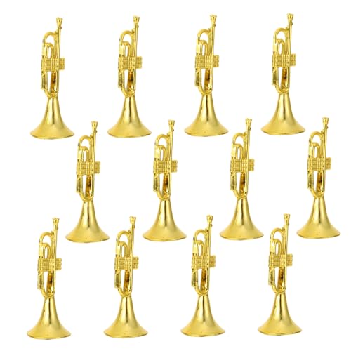 FUNNETOYU 12 Stück Teiliges Miniatur Musikinstrument Weihnachtsbaumschmuck DIY Zubehör Weihnachtskranz Anhänger Trompete Violine Trommel Modell Deko für Festliche Bastelprojekte und von FUNNETOYU