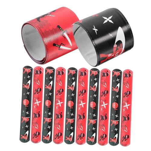FUNNETOYU 12 Stück Teiliges Ninja Slap Armband Dekoratives für Robustes Material Bequemes Tragen als Partygeschenk Mitgebsel für Geburtstage und Tanzveranstaltungen Modisches Accessoire von FUNNETOYU