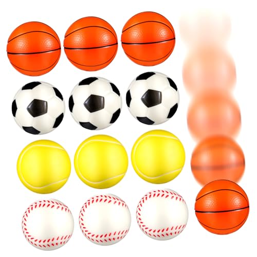 FUNNETOYU 12 Stück Teiliges PU Flexible Sports Squeeze bälle in Fußball Baseball Basketball Tennis Design Stressabbau für Erwachsene und Langlebig und Vielseitig Einsetzbar von FUNNETOYU