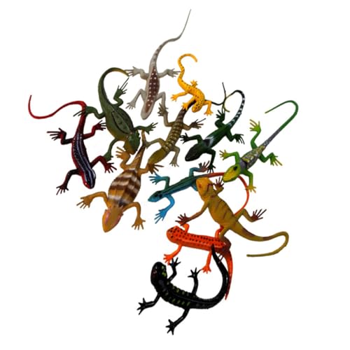 FUNNETOYU 12 Stück Teiliges Plastik Echsen Realistische Eidechsen Modellfiguren Pädagogisch Tierfigur für Halloween Trickspaß von FUNNETOYU