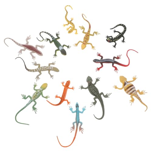 FUNNETOYU 12 Stück Teiliges Realistisches Gecko Lebensechte Simulation Vielseitig als Party Trick Halloween Deko und Wohnaccessoire Farbenfrohe Echsenfiguren für Spaß und Überraschung von FUNNETOYU