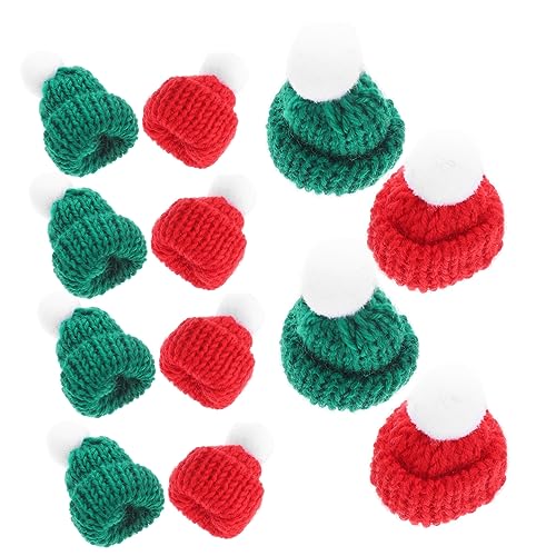 FUNNETOYU 12 Stück Teiliges Weihnachtsmützen Strick Kleine Dekorative Flaschenhüte Rot Grün Weihnachtsdeko Puppen Accessoires Vielseitig Einsetzbar von FUNNETOYU