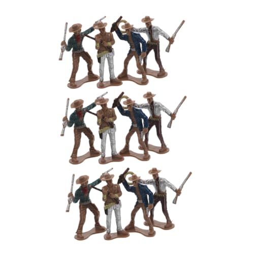 FUNNETOYU 12 Stück Teiliges Western Cowboy Spielset aus Robustem Kunststoff Bunte Wild West Figuren Detailreiche Amerikanische Cowboy Modelle für Pädagogisches Sammelspielzeug Leicht zu von FUNNETOYU