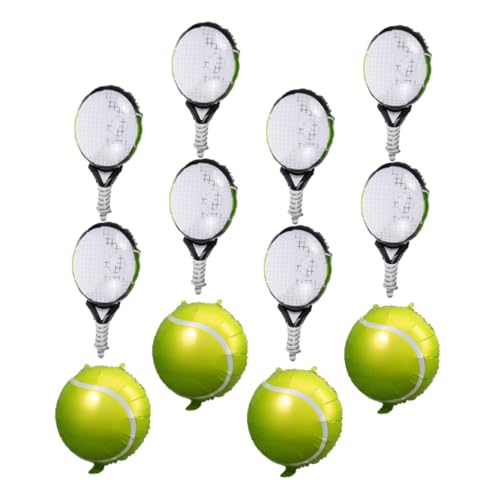FUNNETOYU 12 Stück Tennisschlägerballon Form Partyzubehör zum Thema Tennis Gefälligkeiten für Sportpartys Dekoration groß mit Ballon zur Abschlussfeier 2024 Tennisball-Ballon Aluminiumfolie von FUNNETOYU