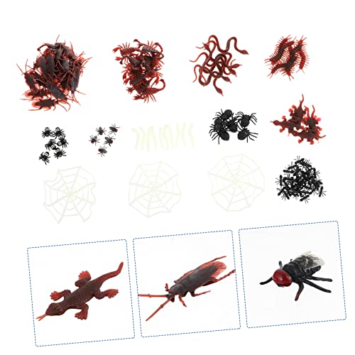 FUNNETOYU 128 Stück Teiliges Halloween Deko mit Realistischen Gruseligen Insekten und Spinnen Stabile Leichte Nachbildung für und Schaurige Streichspiele von FUNNETOYU