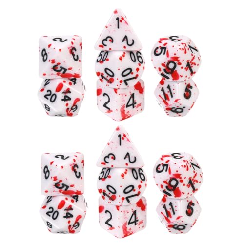 FUNNETOYU 14 Stück Teiliges Tragbares Blood Dice Polyedrische Würfel für Brettspielzubehör Halloween Party Festival Vielseitig Einsetzbar Leicht und Kompakt für Zuhause Büro Outdoor von FUNNETOYU