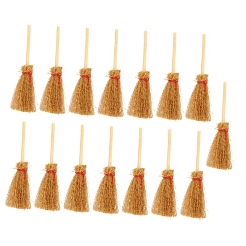 FUNNETOYU 15 Stück Teiliges Mini Besen aus Holz Realistische Hexenbesen Deko für Halloween Miniaturhaus Mikro Landschaft Puppenhaus Zubehör Kleine Hausornamente DIY Bastelaccessoires von FUNNETOYU