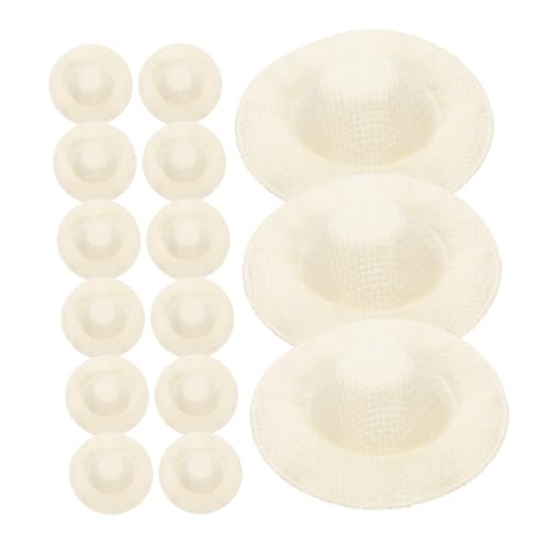 FUNNETOYU 15 Stück Teiliges Mini Strohhüte für DIY Bastelarbeiten Miniatur Puppenhüte aus Langlebige Naturfarbene Accessoires für Puppenhaus und Dekoration von FUNNETOYU