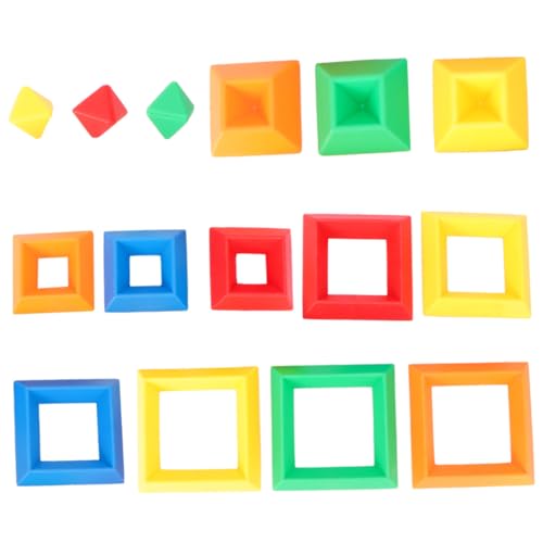 FUNNETOYU 15 Stück Teiliges Pyramidenspielzeug aus Robustem Bunte Bausteine zum Stapeln für Kreative Ab Jahren Langlebiges Glattes Material für Sicheres Pädagogisches Zufällige Farbe von FUNNETOYU