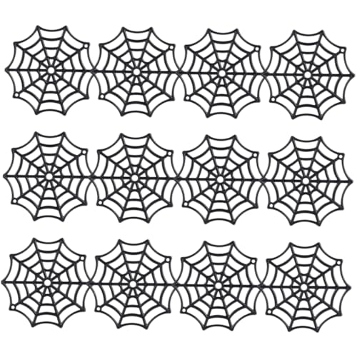 FUNNETOYU 150 Stück Teiliges Halloween Spinnennetz aus Schwarzem Kunststoff Gruselige Spinnweben Dekoration für Party Wand Fenster Garten und Halloween Fest Langlebige Kunststoff Deko von FUNNETOYU