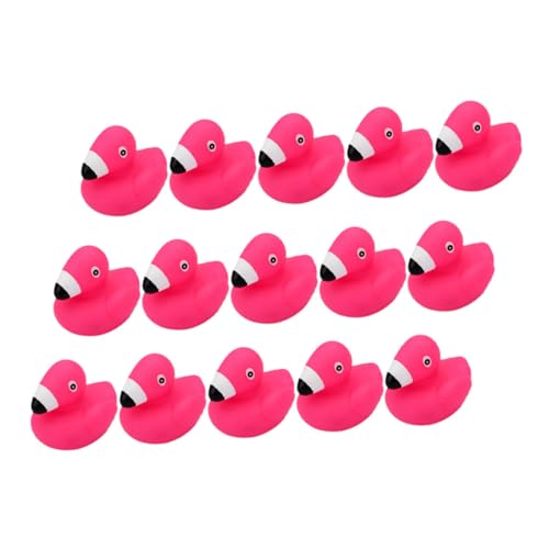 FUNNETOYU 15Stücke Quietschende Flamingo Badespielzeuge für Farbiges Cartoon Tier aus Vinyl für Dusche und Badewanne Sicher und Langlebig für Babyparty Zubehör und Badespaß von FUNNETOYU
