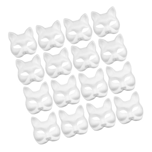 FUNNETOYU 16 Stück Teiliges DIY Tiermasken aus Weißem Papier Leichte Bemalbare Halbgesichtsmasken für Fasching Karneval Cosplay Kreative Bastelprojekte für Erwachsene von FUNNETOYU