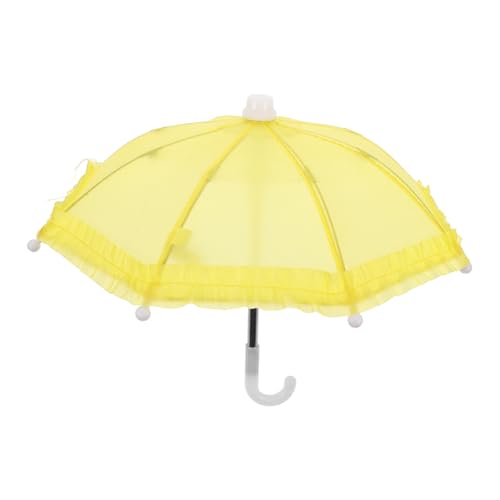 FUNNETOYU 18 Puppenschirm Regenschirm Winzig Gartenschirm Für Pflanzen Fischerschirmhut Miniaturschirme Für Puppen Metall Yellow von FUNNETOYU