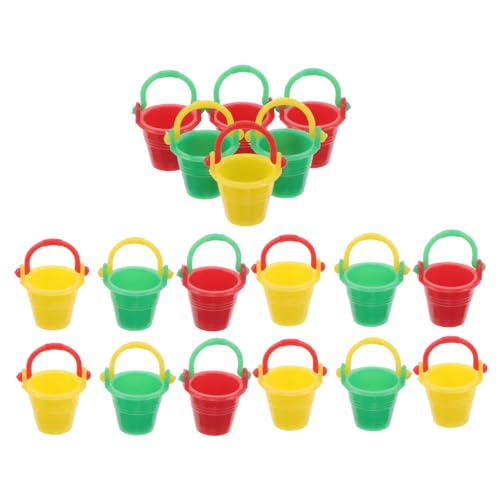 FUNNETOYU 18 Stück Teiliges Miniatur Kunststoff Mini Strandkübel für Puppenhaus Dekoration Garten Miniatur Ornamente Bunte Wasser-Eimer für Kreative Mikro-landschaften von FUNNETOYU