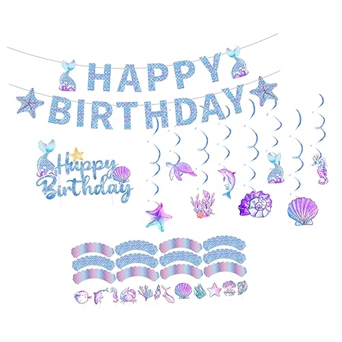 FUNNETOYU 1Satz Meerjungfrau Geburtstagsdeko Hängedekoration mit Papierbanner Kuchenspieße und Spiraligen Ornamenten für Unterwasser Mottopartys für Kindergeburtstage FUNNETOYU 1Satz Meerjungfrau Geburtstagsdeko Hängedekoration mit Papierbanner Kuchenspieße und Spiraligen Ornamenten für Unterwasser Mottopartys für Kindergeburtstage von FUNNETOYU