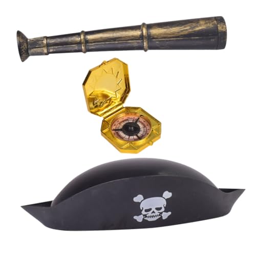 FUNNETOYU 1Satz Piraten Kostümset Mit Hut Fernrohr Und Kompass Teiliges Zubehör Für Halloween Und Mottopartys Für Cosplay Und Kreative Verkleidungen FUNNETOYU 1Satz Piraten Kostümset Mit Hut Fernrohr Und Kompass Teiliges Zubehör Für Halloween Und Mottopartys Für Cosplay Und Kreative Verkleidungen von FUNNETOYU