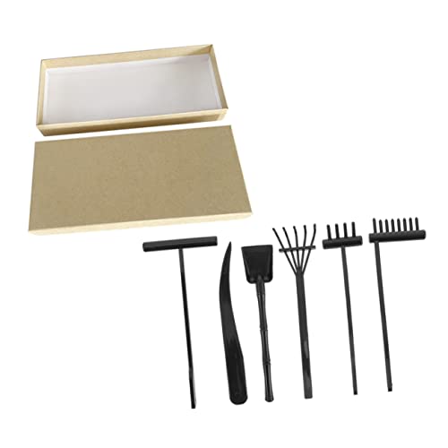 FUNNETOYU 1Satz Sandgarten Rechen Set Teiliges Zen Garten Zubehör für Schreibtischdekoration und Meditation Schwarzen Rechen und Aufbewahrungsbox für DIY Projekte von FUNNETOYU