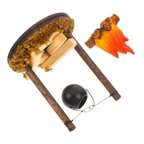 FUNNETOYU 2 Pcs Miniatur Lagerfeuer Dollhouse Fire Ornament Mini Herd Model Händekunst Gefälschter Feuer Vorgetäuscht Spielzeugharz Bonfire Model Für Fairy Gardens Dekorpuppenhauszubehör von FUNNETOYU