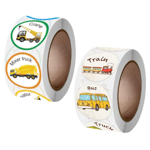 FUNNETOYU 2 Rollen Belohnungssticker Fahrzeuge Muster Selbstklebend Kindergarten Schulbedarf Aufkleber für Jungen und Mädchen zur Motivation von FUNNETOYU