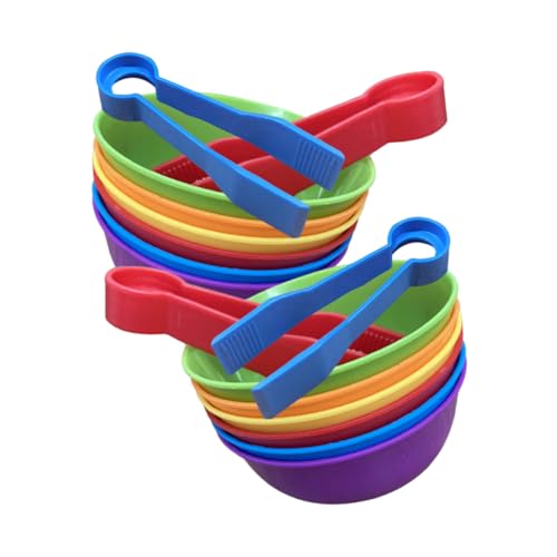 FUNNETOYU 2 Sätze Farbige Sortierschalen mit Clips Pädagogisches Lernspielzeug für Kleinkinder Fördert Zählen Farbzuordnung und Mathematische Fähigkeiten Praktisch für Unterwegs von FUNNETOYU