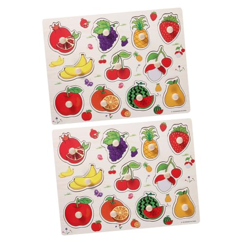 FUNNETOYU 2 Sätze Früchte Puzzle Lernspielzeug für Kleinkinder Pädagogisches Jigsaw Puzzle zum Fördern von Denkvermögen Beobachtung und Ausdauer Sicheres Material Geschenkidee von FUNNETOYU