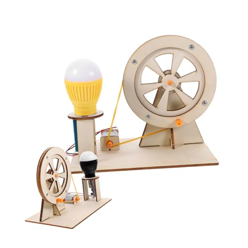 FUNNETOYU 2 Sätze Handkurbelgenerator aus Holz für Wissenschaftliche Experimente DIY Stromerzeugung Manuelles Lernspielzeug für Fördert Beobachtung und Praktische Fähigkeiten von FUNNETOYU