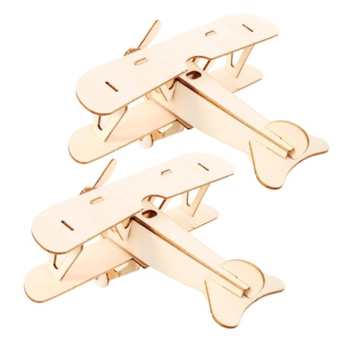 FUNNETOYU 2 Sätze Holzflugzeug Puzzle Bausatz DIY Lernspielzeug aus Nachhaltigem Holz Stabiles Modell für Dekoratives Flugzeug für Schreibtisch und von FUNNETOYU