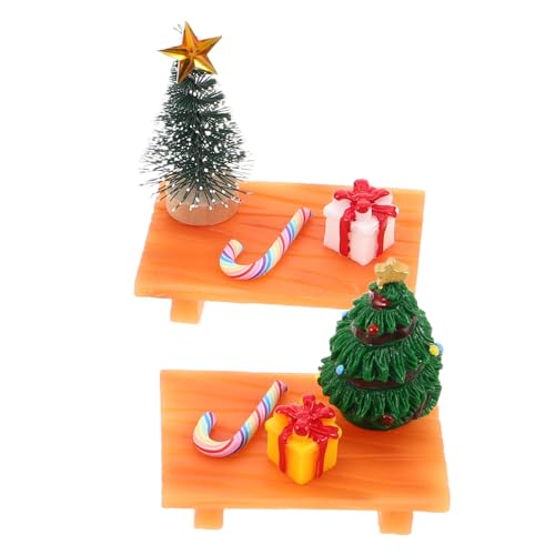 FUNNETOYU 2 Sätze Miniatur Weihnachtsdeko Miniatur Weihnachtsbaum Zuckerstange Geschenkbox Puppenhaus Weihnachts-Szene Modell DIY Bastelset für Kleine Räume Festliche Mikrodekoration von FUNNETOYU