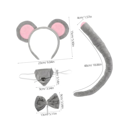 FUNNETOYU 2 Sätze Tierkostüm Set Maus Ohren Haarreifen mit Nase und Fliege Realistische Tier-accessoires für Halloween Cosplay Karneval Mädchen Tierparty von FUNNETOYU