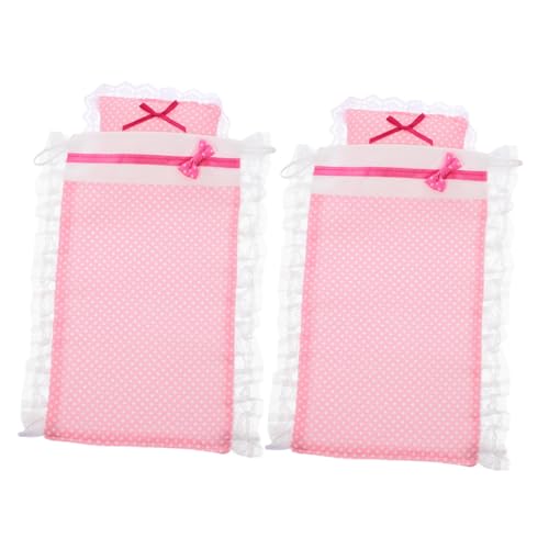 FUNNETOYU Puppenhaus-möbelset – 2er-Pack Mini-bettwäscheset Mit Kissen Weicher Stoff Für Puppenbett Und Puppenhaus von FUNNETOYU