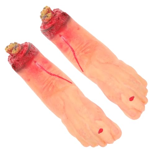 FUNNETOYU 2 Stck. Realistische Halloween Deko Abgetrennte Gebrochene Füße Attrappe Blutige Horror Requisiten für Halloween Party Cosplay und Gruselige Dekoration von FUNNETOYU
