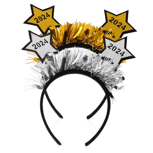 FUNNETOYU 2 Stk. Year Headbands Festlicher Kopfschmuck mit Gold Silbersternen Langlebig und Bequem für Silvester Neujahrsfeiern Ergonomisch Geformt für Erwachsenen-partyaccessoire von FUNNETOYU